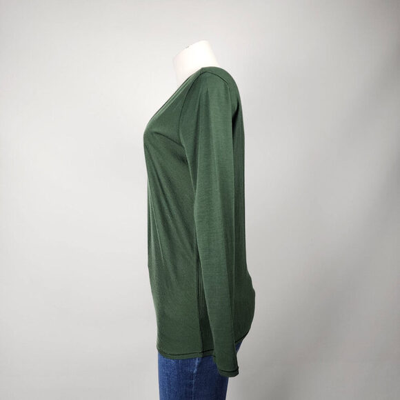Kit & Ace Green Merino Wool Long Sleeve V-Neck Top Size S - Picture 4 of 10